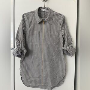 Calvin Klein Gray and White Striped rolled sleeve Shirt